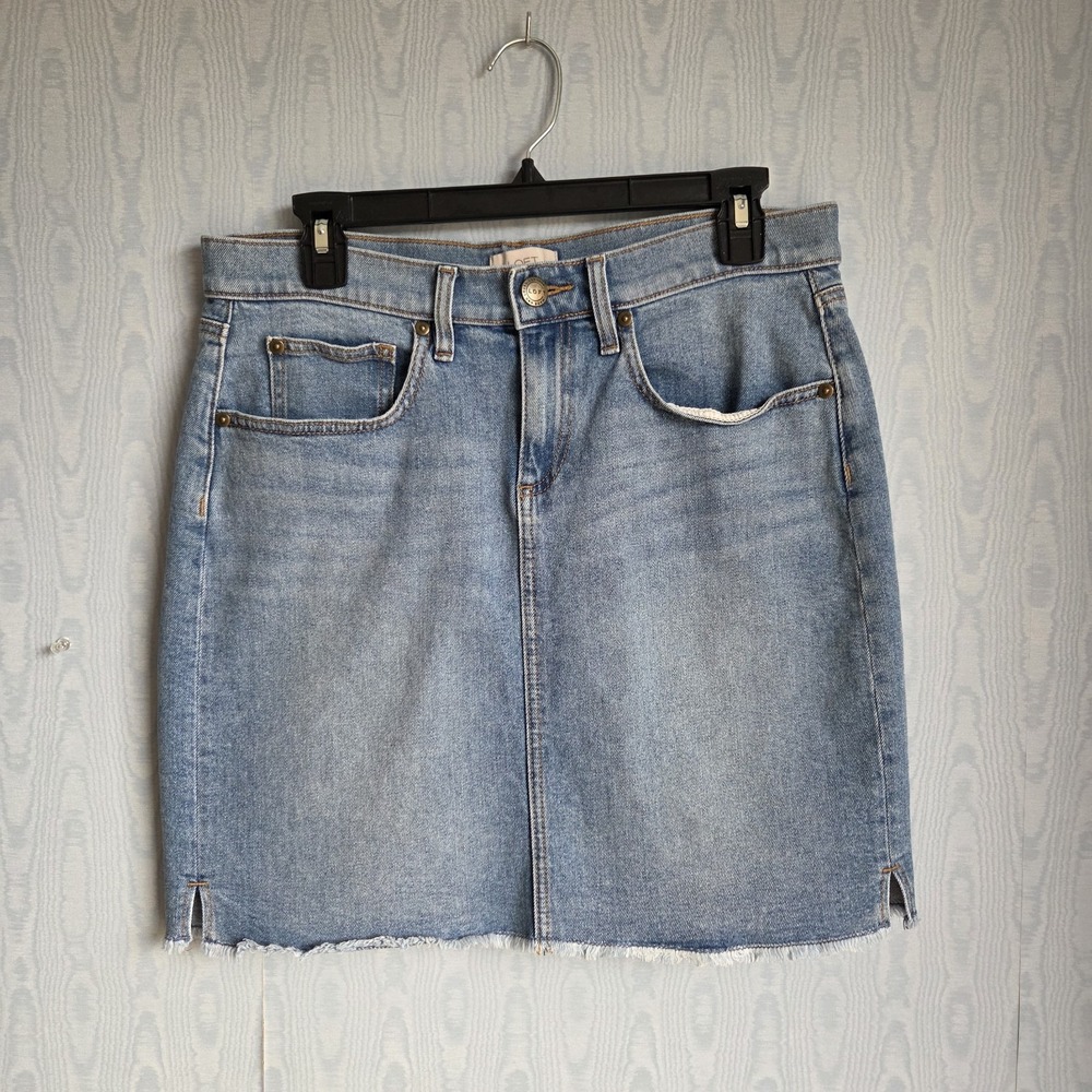 Loft‎ Outlet Womens 6 Denim Blue Jean Knee Length Skirt 5 Pocket Light Wash